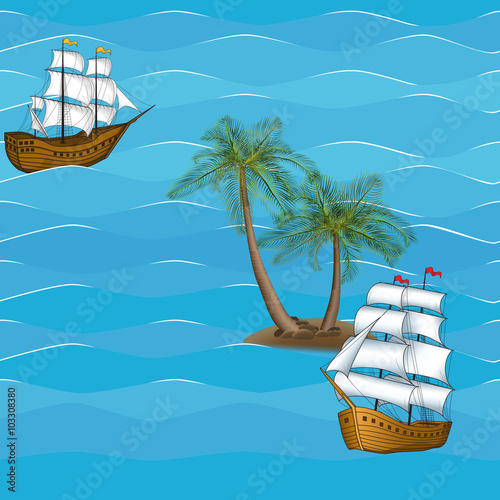 seamless picture vintage sailing ship