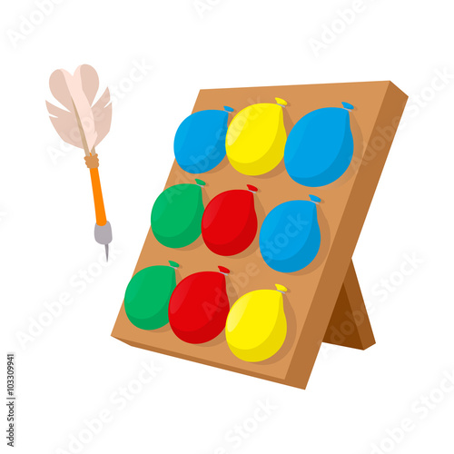 Balloons dart game cartoon icon