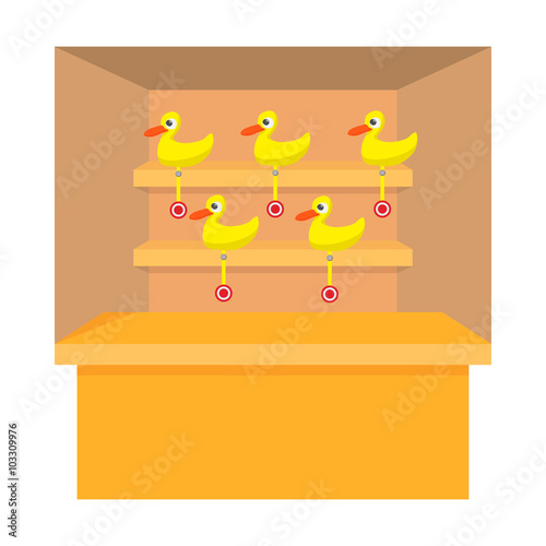 Shooting game with duck target cartoon icon