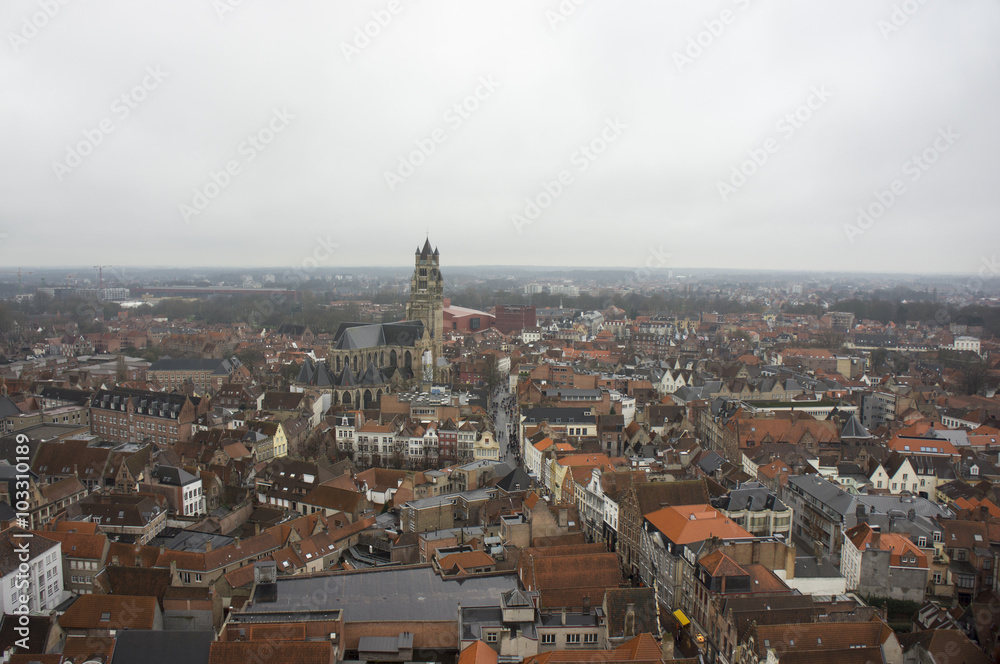 Obraz premium Panorama of Bruges from the observation deck Belford