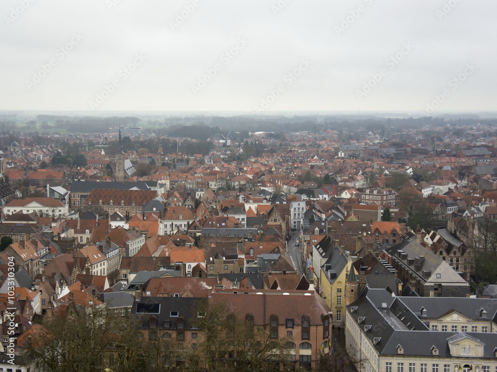 Panorama of Bruges from the observation deck Belford