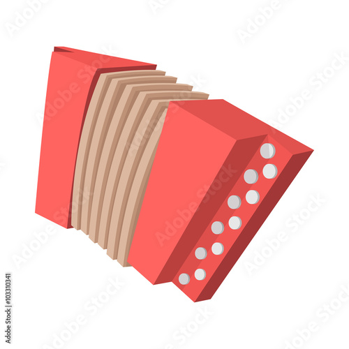 Red retro accordion cartoon icon 