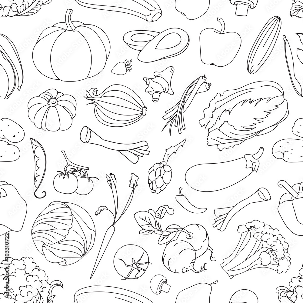 Doodle pattern of vegetables