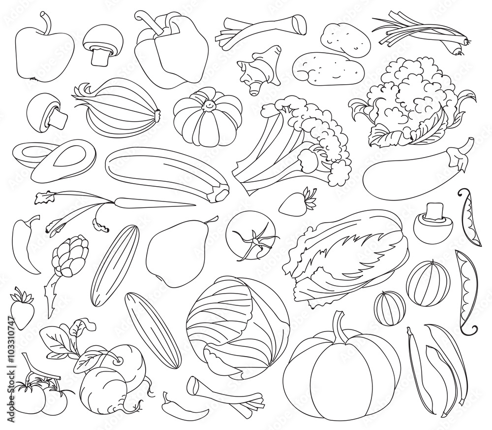 Doodle vector set of vegetables Doodle vector set of vegetables