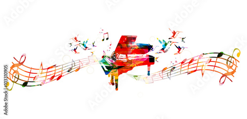 Colorful piano design. Music background