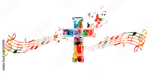 Colorful cross with music n...