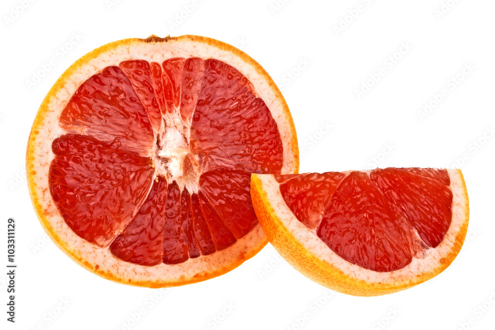 Grapefruit slices on a white background Grapefruit slices on a white background