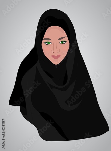 muslim girl dressed in colored hijab