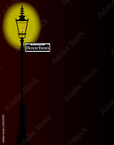 Rue Bourbon Street Sign With Lamp
