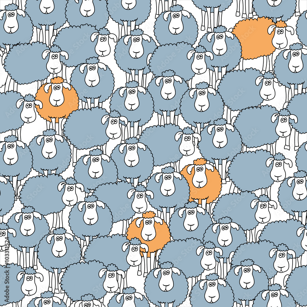 Obraz premium Seamless pattern with fun cartoon sheep.