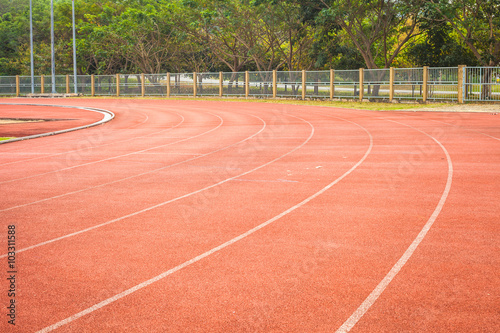 running track in stadium at Mae Fah Luang University, ChiangRai Thailand © thiranun