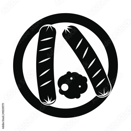 Sausages on a plate icon