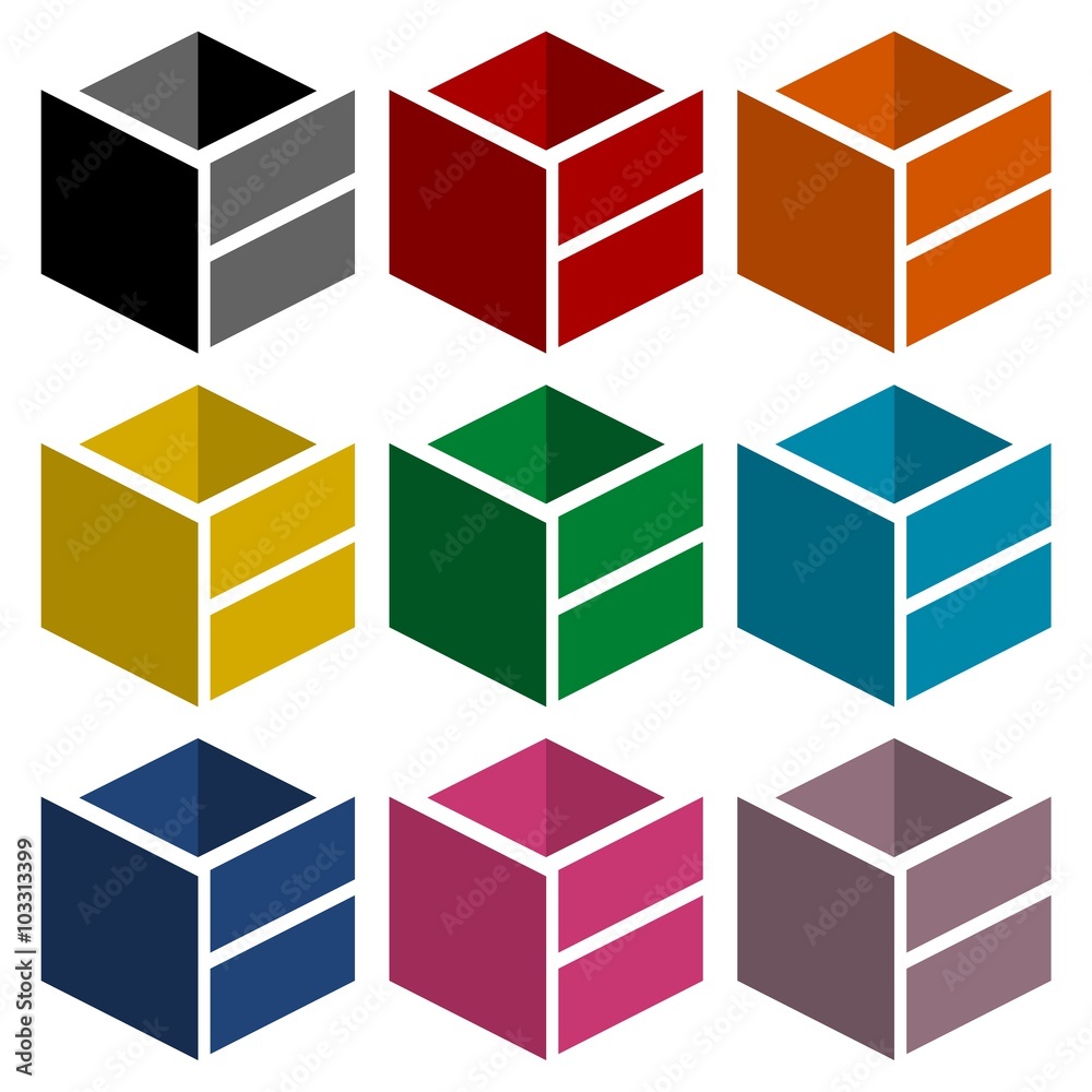 Cube design logo, icons set 