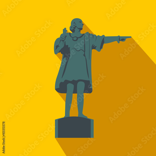 Cristobal Colon sculpture in Barcelona flat icon
