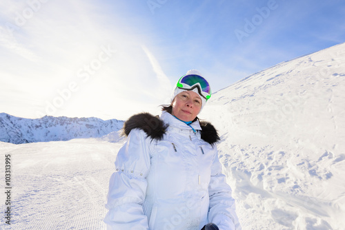 Woman skier in the mountains