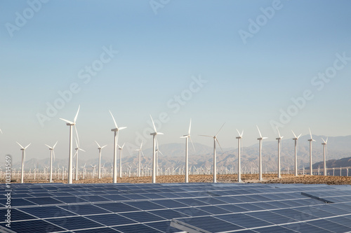 Canvas Print Renewable Energy - Solar and Windmills