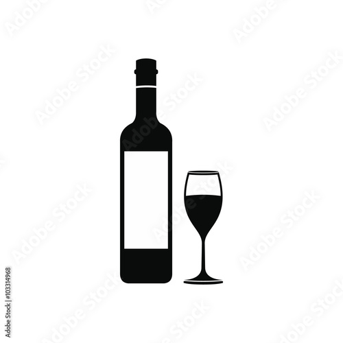 Bottle wine and glass icon