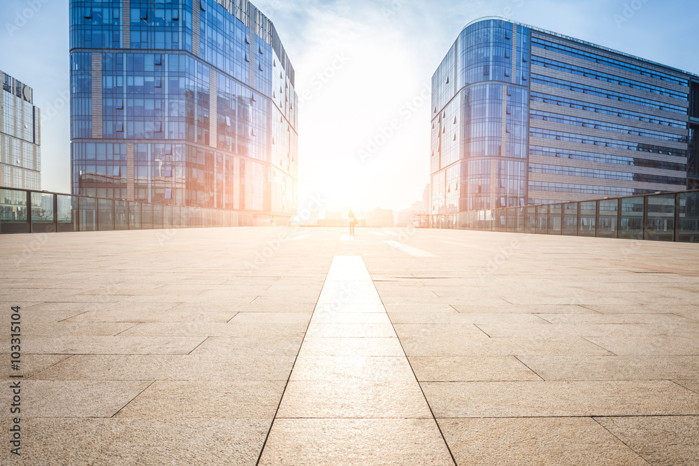 Fototapeta premium Empty floor and modern building