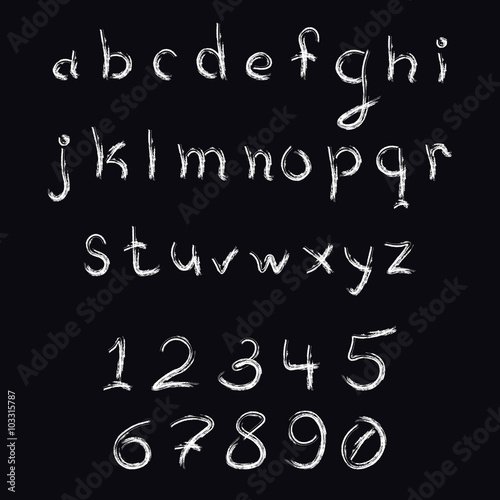 Brush stroke alphabet. Hand drawn lowercase letters. Vector illustration 10 EPS