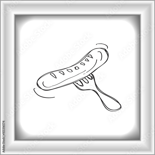 Simple doodle of a sausage on a fork