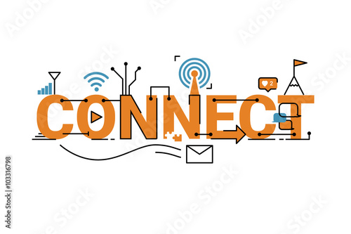 Connect word typography design
