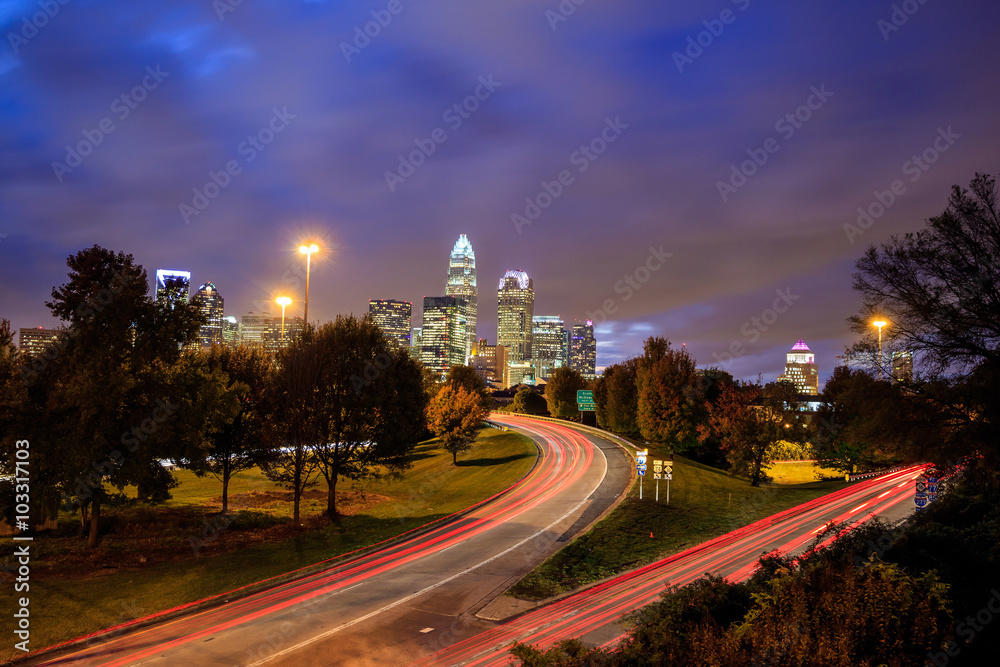 Skyline of downtown Charlotte in north carolina