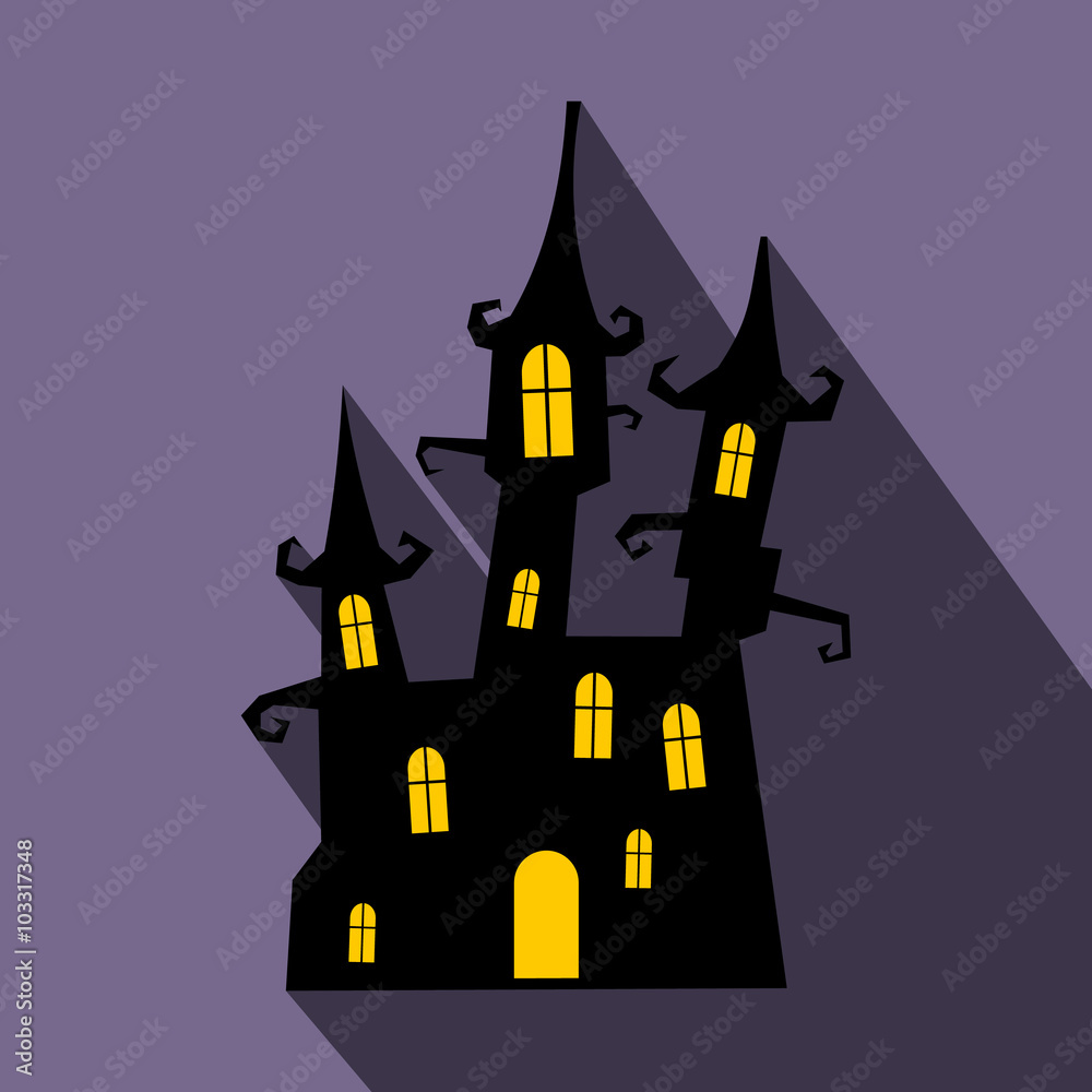 Dream castle flat icon with shadow 
