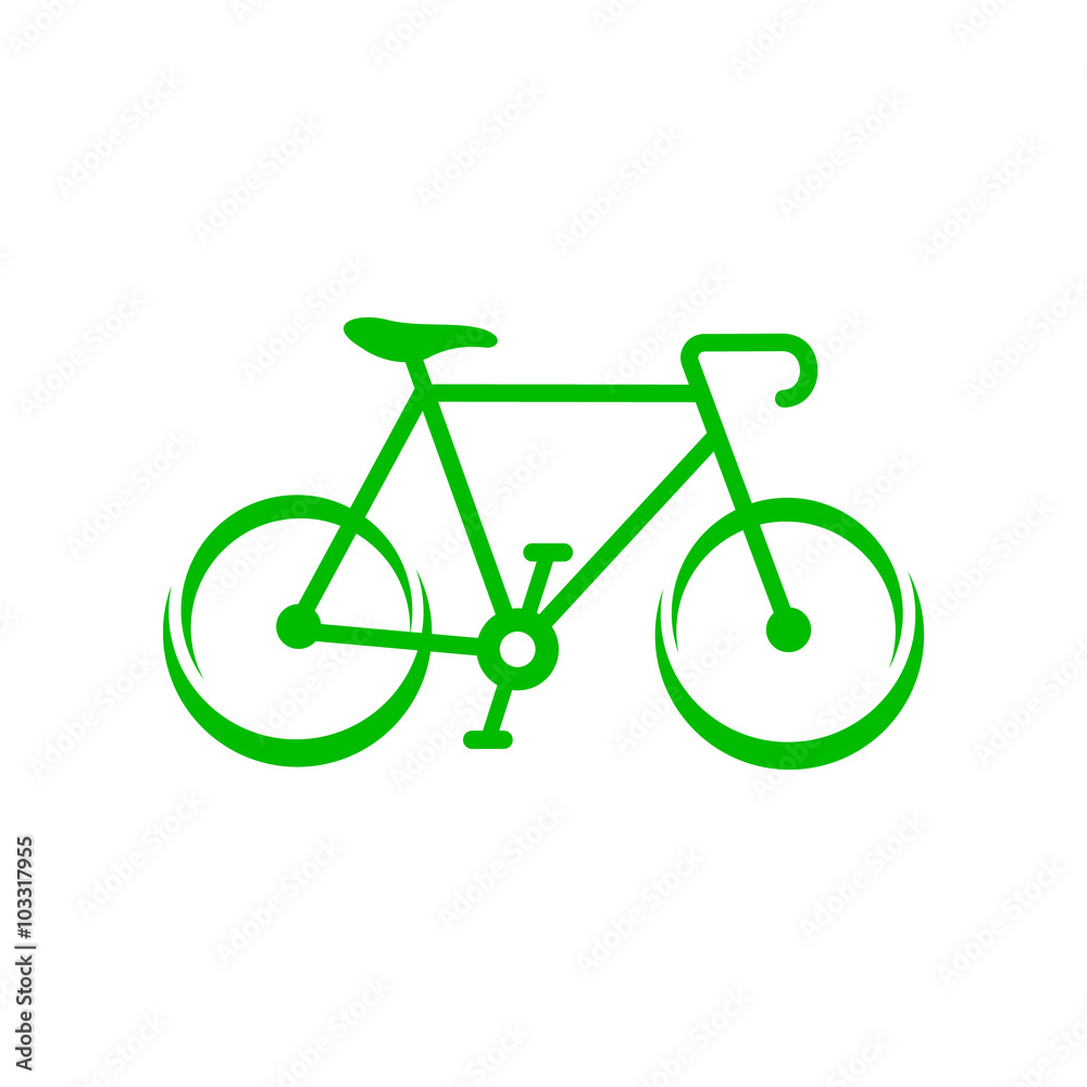 Obraz premium Green bicycle icon, simple style