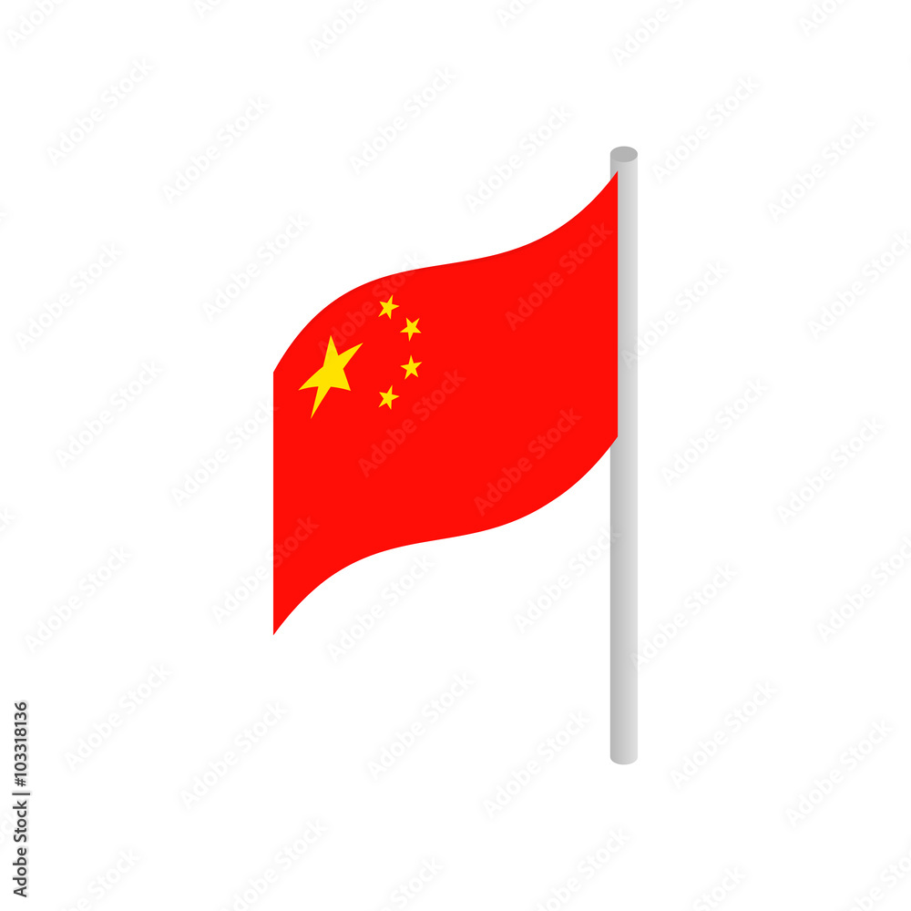 Flag of China icon, isometric 3d style Flag of China icon, isometric 3d style