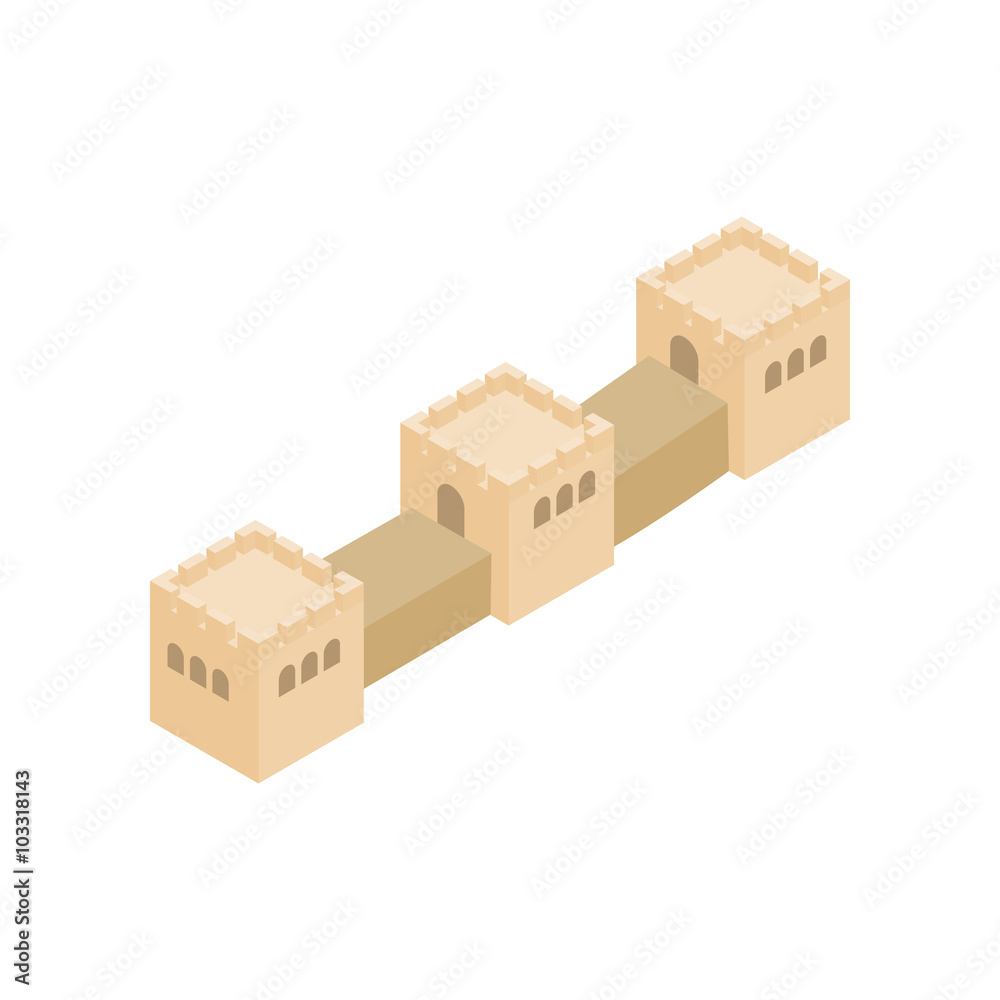 Great Wall of China icon, isometric 3d style Great Wall of China icon, isometric 3d style