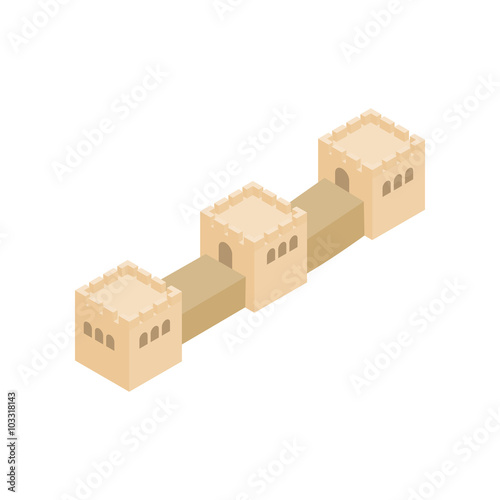 Great Wall of China icon, isometric 3d style