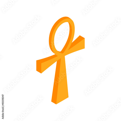 Gold Ankh Egypt icon, isometric 3d style