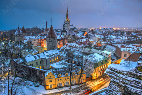 Old Tallinn in winter evening