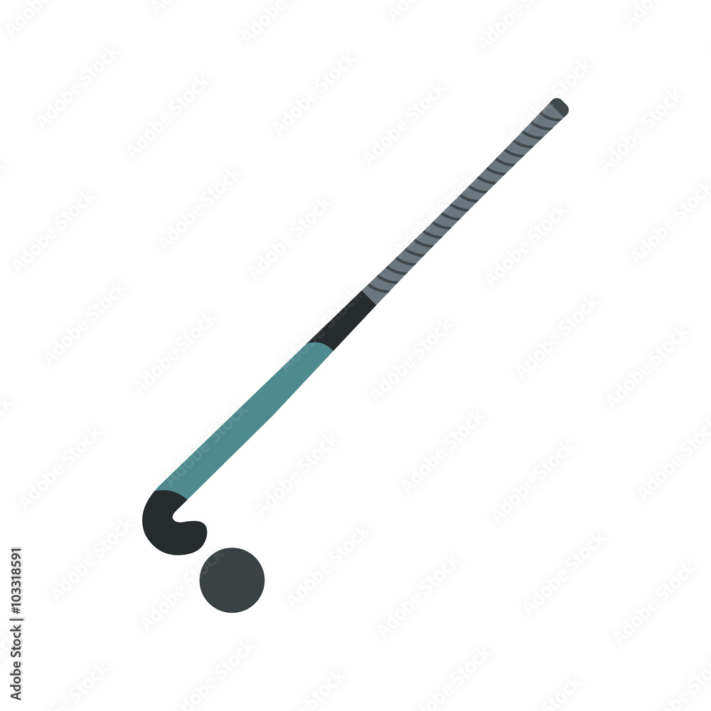 Stick for field hockey and ball flat icon Stick for field hockey and ball flat icon