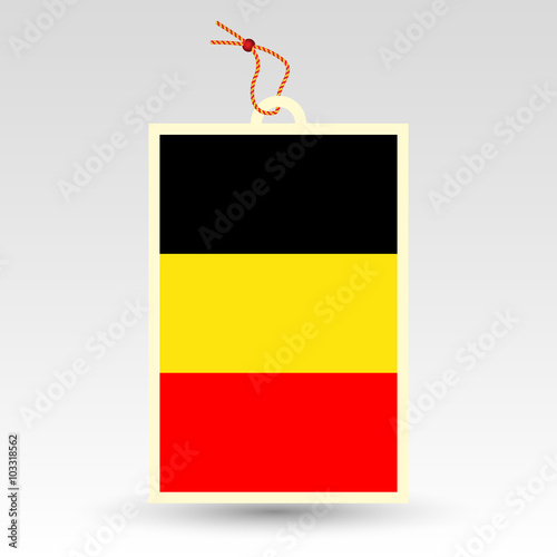vector simple belgian price tag - symbol of made in belgium - label with national flag and string