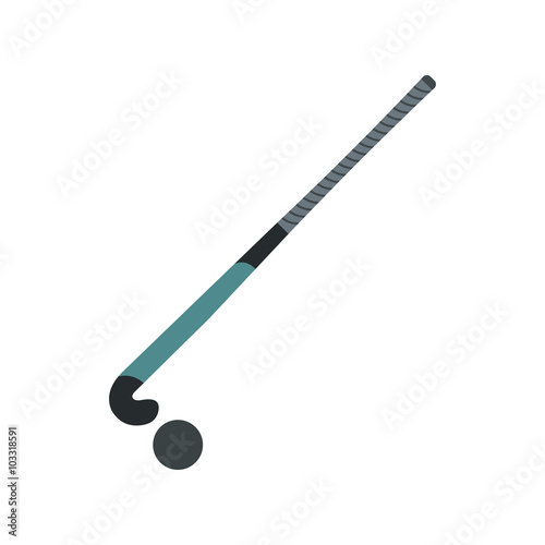 Stick for field hockey and ball flat icon
