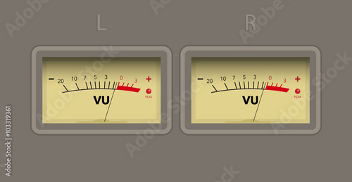Left and right channel volume unit meter. vector