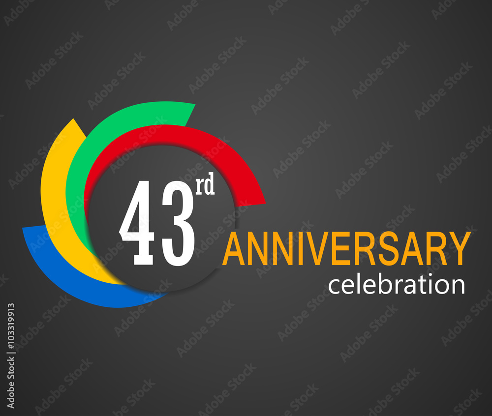 43rd Anniversary celebration background, 43 years anniversary card  illustration - vector eps10 Stock Illustration | Adobe Stock