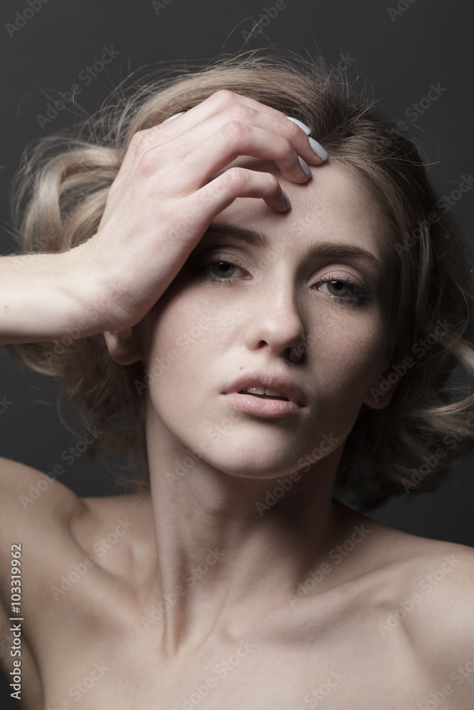 woman head face hand woman head face hand