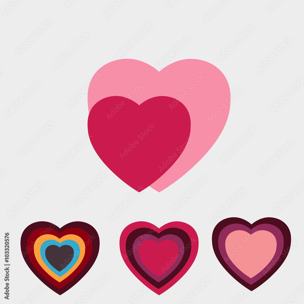 Hearts-icons  illustration
Set icons colored hearts with stripes
