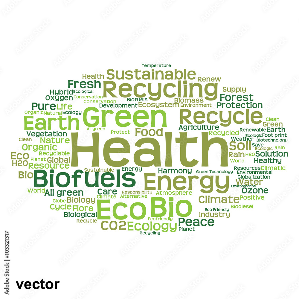 Vector conceptual ecology word cloud isolated