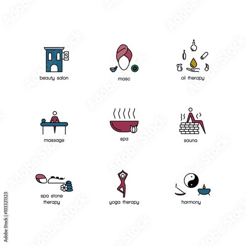 Modern thin line icons set. Spa & Wellness symbol collection.Pre