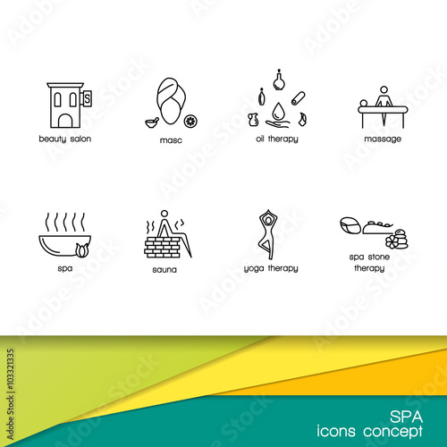 Modern thin line icons set. Spa & Wellness symbol collection.Pre