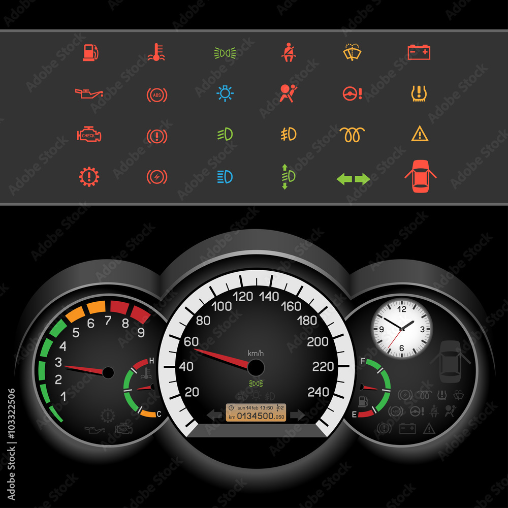 Fototapeta premium car speedometer night panel