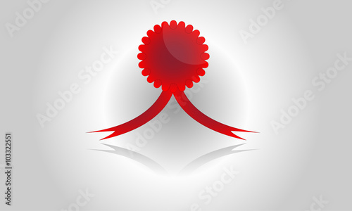 Illustrated red stamp, award, price or logo