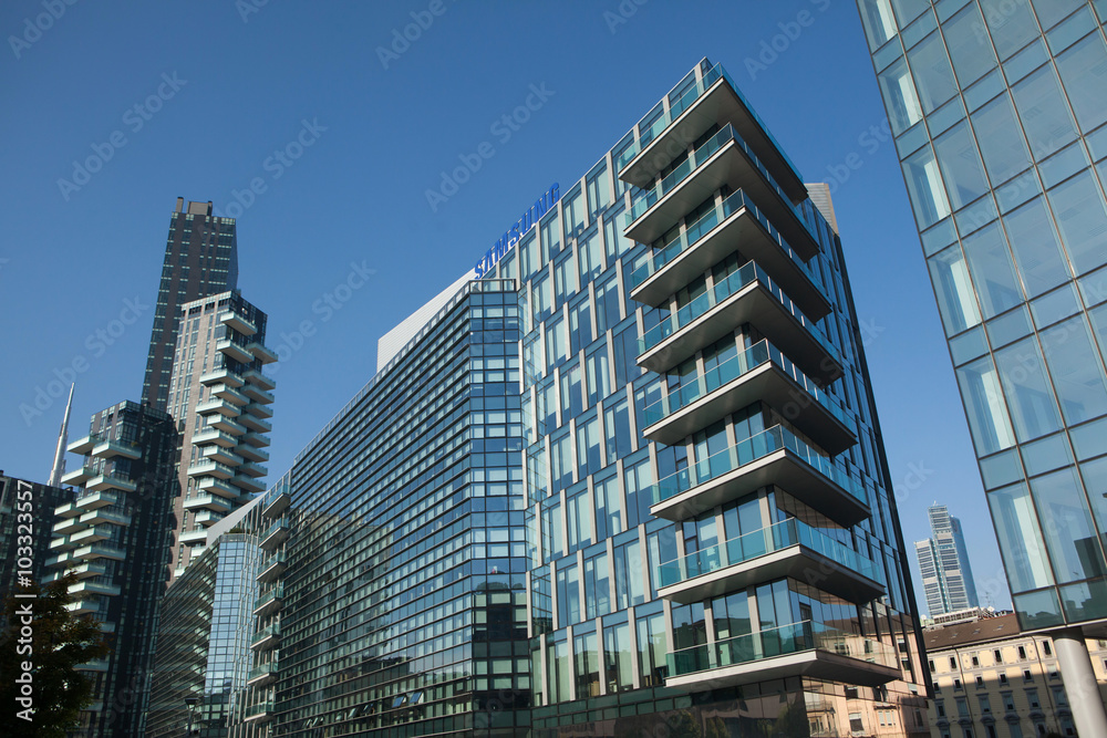 Solaria Tower in the Porta Nuova district in Milan, Italy.