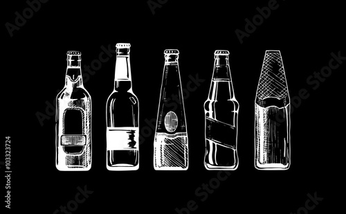 Beer set on black background.