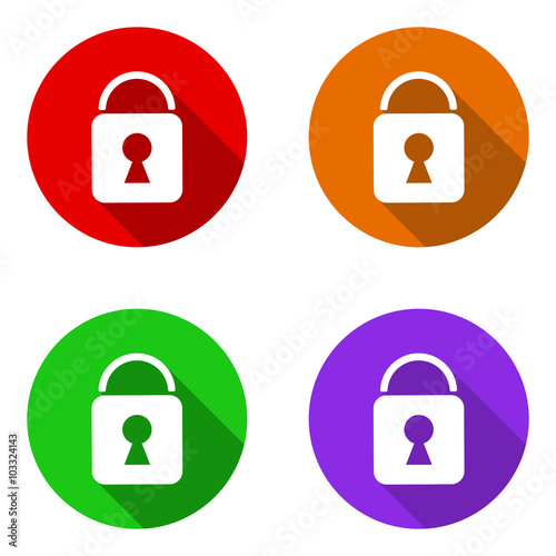 vector set colorful flat icons lock