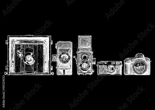 photo cameras evolution set.