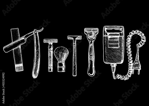 Vector illustration set of shaving accessories